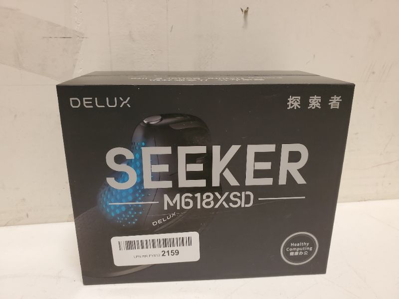 Photo 2 of DELUX Seeker Wireless Ergonomic Vertical Mouse with OLED Screen, BT and USB Receiver, Connect with Up to 4 Devices, Thumb Wheel, 4000DPI, Programmable Rechargeable Silent Mouse(M618XSD-Black)