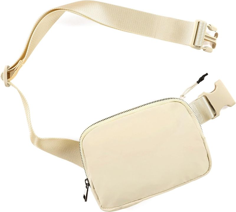 Photo 1 of ODODOS Unisex Mini Belt Bag with Adjustable Strap Small Waist Pouch for Workout Running Traveling Hiking, Ivory