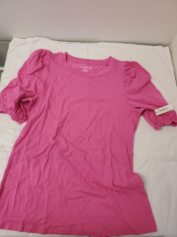 Photo 1 of AMAZON ESSENTIALS WOMEN'S PUFF SLEEVE TOP - PINK - SIZE M 