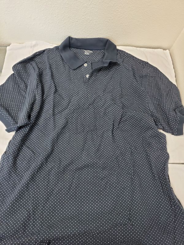 Photo 3 of Amazon Essentials Men's Regular-Fit Cotton Pique Polo Shirt  X-Large Navy Dots