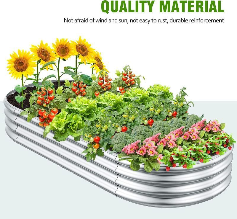 Photo 1 of SET OF 2 - Galvanized Steel Raised Garden Bed, Large Galvanized Steel Outdoor planter box for Easy DIY-  Once assembled, each unit measures 8FT x 3FT x 1FT. - BRAND NEW