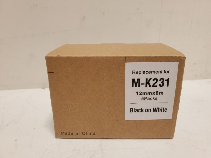 Photo 3 of LEMERO Compatible with Brother M Tape M-K231 M231 MK231 M-K231s 12mm x 8 Meter White Label Tape - for Brother PT-65 PT-70 PT-80 PT-90 PT-45M 26.2 Feet Black on White (5 Pack) **READ NOTES **