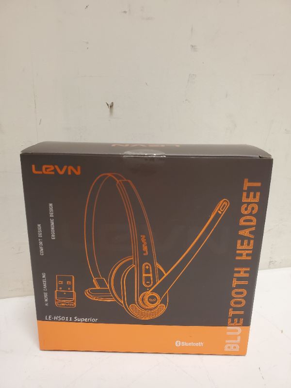 Photo 2 of LEVN Wireless Headset, Bluetooth Headset with Microphone AI Noise Canceling & Mute Button, 35Hrs On-Ear Bluetooth Headphones with USB for Call Center/Trucker/Office/Home/Online Class/Remote Work/Zoom LE-HS011 Superior