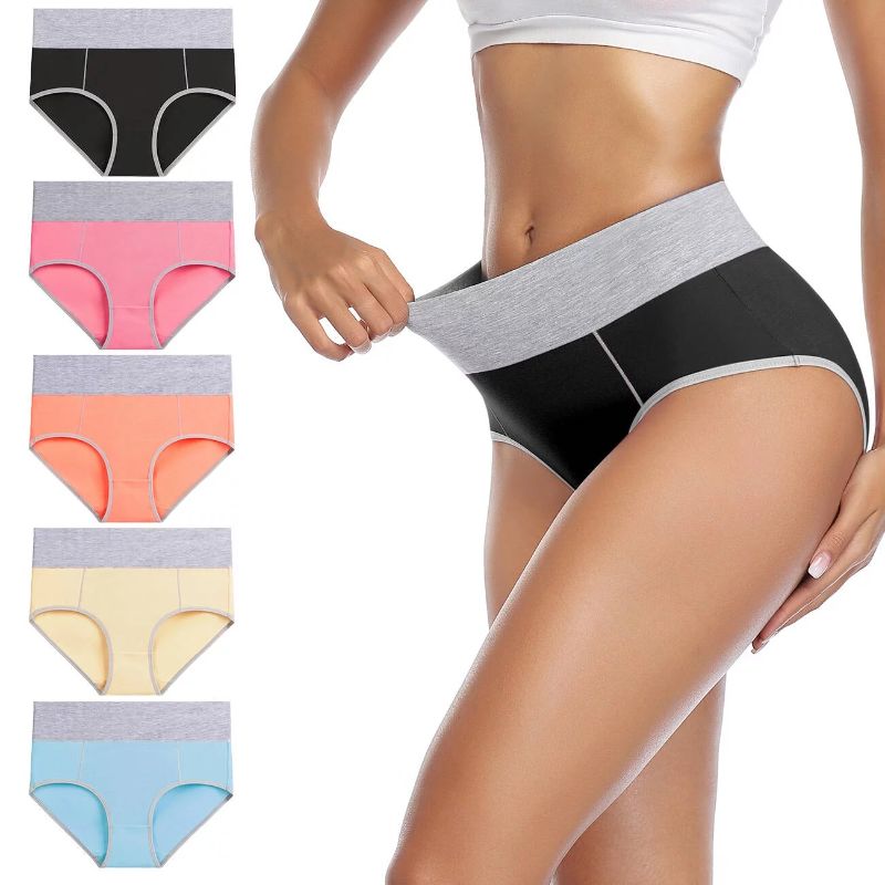 Photo 1 of Wirarpa Women's Cotton Underwear High Waist Briefs Panties Full Coverage Underpants 5 Pack  - 2XL 