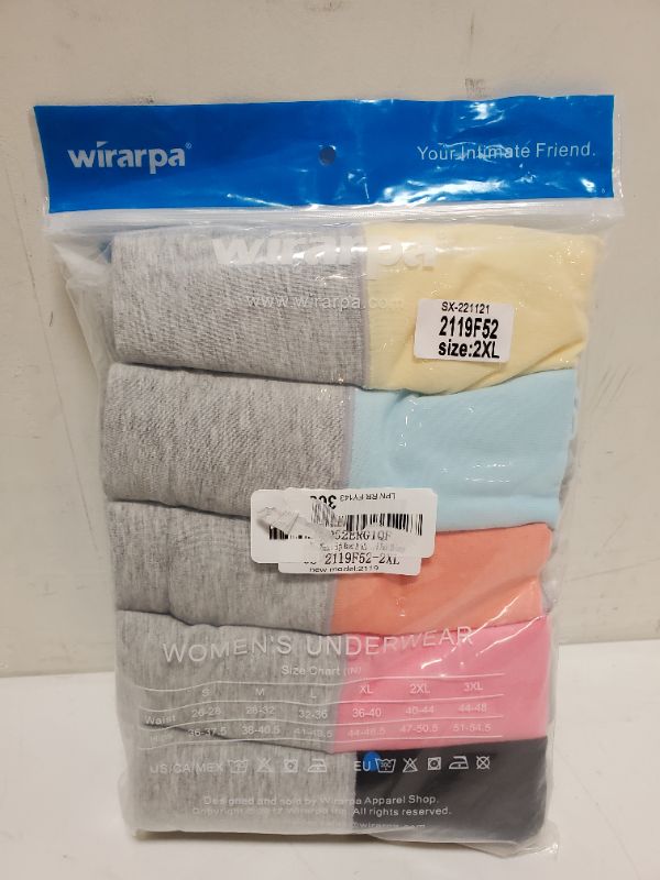 Photo 3 of Wirarpa Women's Cotton Underwear High Waist Briefs Panties Full Coverage Underpants 5 Pack  - 2XL 