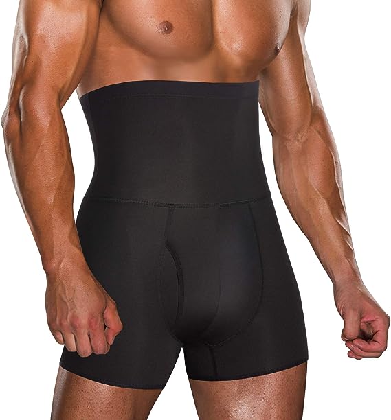 Photo 1 of TAILONG Men Tummy Control Shorts High Waist Slimming Underwear Body Shaper Seamless Belly Girdle Boxer Briefs - Black 