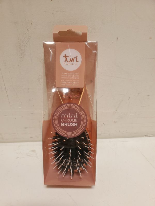 Photo 2 of Glamorous Chrome Boar Bristle No-Frizz Paddle Brush - Rose Gold