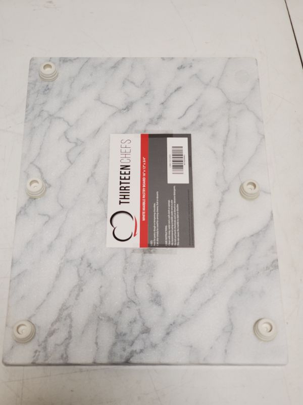 Photo 4 of Villa Acacia Marble Cutting Board - 16 x 12 Inch Marble Slab Pastry Board for Charcuterie, Cheese, Dough, Dessert - Decorative Stone Cutting Board for Kitchen and Home 16" x 12"