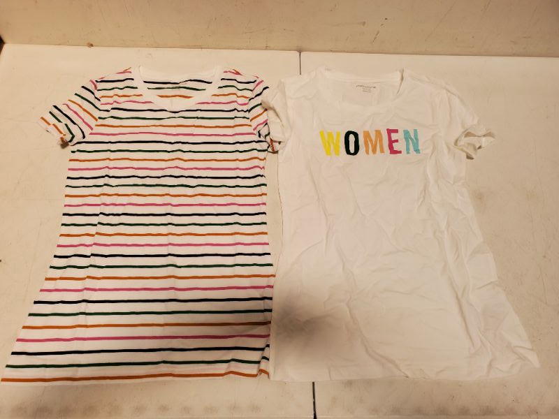 Photo 3 of Amazon Essentials Women's Classic-Fit Short-Sleeve Crewneck T-Shirt - set of 2 - (women shirt) & (stripe shirt)  - XS