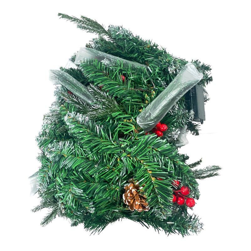 Photo 6 of FUNARTY Christmas Garland with 50 Lights for Mantle, 9ft Battery Operated Lighted Christmas Garlands with Pinecones Red Berries for Outdoor Holiday Home Fireplace Decorations 