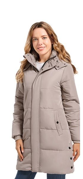 Photo 1 of DULCET Womens Winter Coats Long Thicken Puffer Jacket for Women With Fur Hood-KHAKI-S