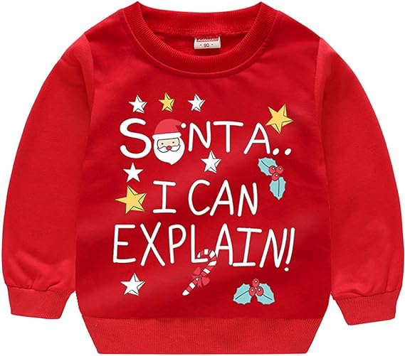 Photo 1 of Children Pullover Christmas Tree Print Long Sleeve Sweatshirt Winter Boys Girls Xmas Sweater Kids Pure Color Clothing Outfits - size 12-18 months 