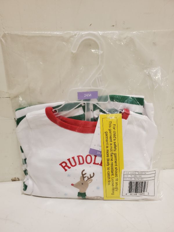 Photo 2 of Hudson Baby Baby Girls' Cotton Pajama  Rudolph Set -  18-24 Months 