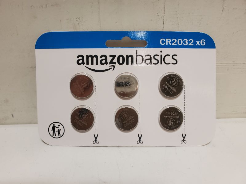 Photo 2 of Amazon Basics CR2032 Lithium Coin Cell Battery, 3 Volt, Long Lasting Power, Mercury Free - Pack of 6 6 Count (Pack of 1) CR2032