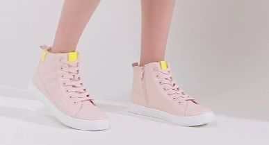 Photo 1 of ZGR High Top Sneakers for Women Lace Up Leather Fashion Sneakers Ankle Boots with Zipper - 11 - pink