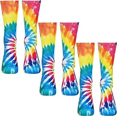 Photo 1 of 3 Pair Tie Dye Socks Women Colorful Unisex Cotton Socks Casual Athletic Crew Socks Softball Socks Girls' Pattern Socks for Women Men Skateboard Basketball