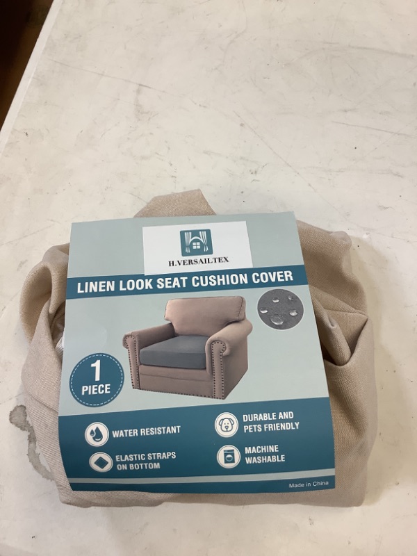 Photo 1 of H.VERSAILTEX Velvet Stretch Couch Cushion Cover Plush Cushion Slipcover for Chair Cushion Furniture Protector Seat Cushion Sofa Cover (1 Piece Armchair Cushion Covers, Taupe)