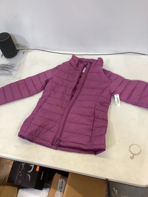 Photo 2 of Amazon Essentials Girls and Toddlers' Lightweight Water-Resistant Packable Mock Puffer Jacket Large Dusty Purple