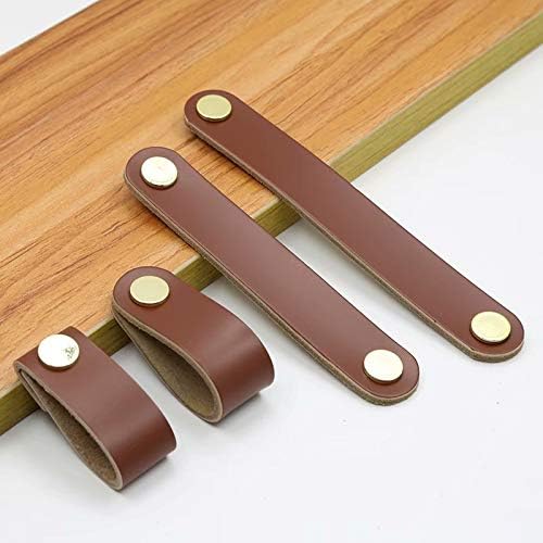 Photo 1 of Door Handles, Leather Drawer Knobs, Leather Drawer Pulls,6pcs Brown Leather Handles Kitchen Door Handles Wardrobe Door Handles Furniture Handles Knobs for Drawers Kitchen Cabinet Pull Handles 