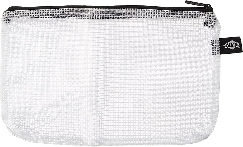 Photo 1 of ALVIN - NB1013 Clear 15 Pack PVC Mesh Kit Zipper Bag, Multi-Use Organization Bag for Item Storage and Arranging, Great for Needlework Projects, Art Supplies, and Travel - 10 x 13 Inch Bag