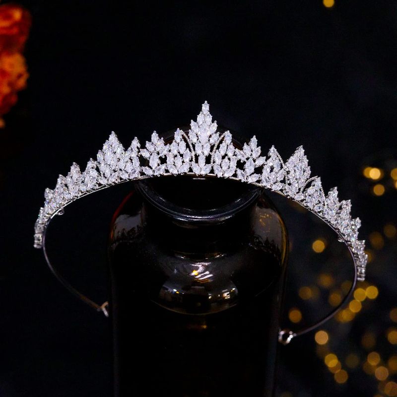 Photo 1 of Aoligrace 5A Zirconia Small Wedding Crowns for Women Princess Girls Tiaras Sweet 16 Sparkly CZ Handmade Birthday Headpieces