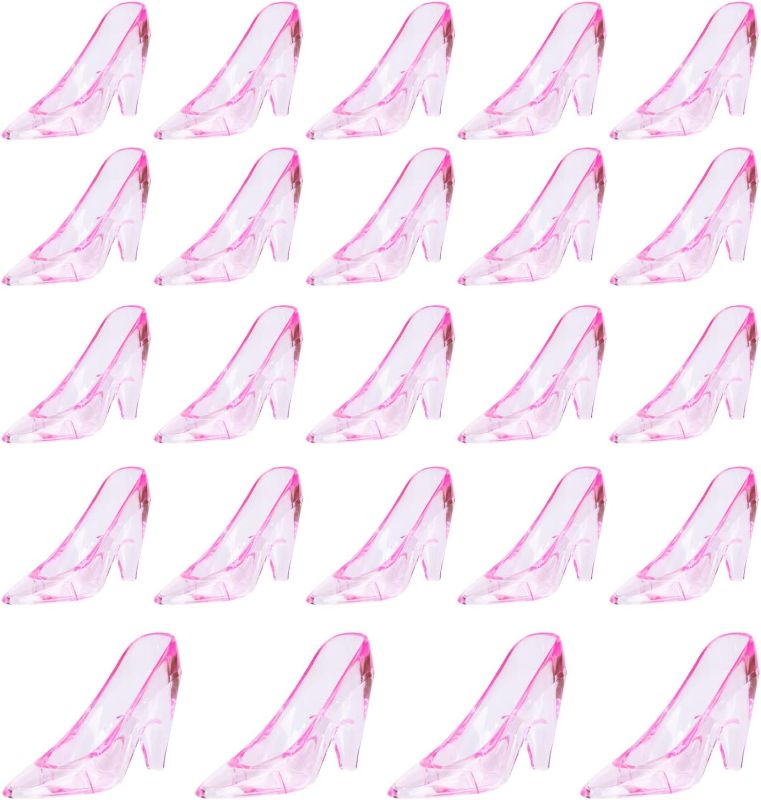 Photo 1 of ZYFLSQ 24 Pieces Mini Plastic Cinderella Slippers 3.5 Inch Glass Heels Princess for Wedding Birthday Party Table Favors Decoration