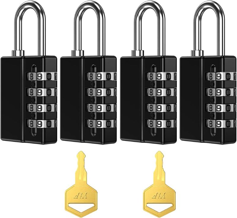 Photo 1 of ORIA 4 Digit Padlock, 4 Pack Combination Lock with 2 Key for Sports Locker, School Gym Locker, Fence, Toolbox, Case, Hasp Storage