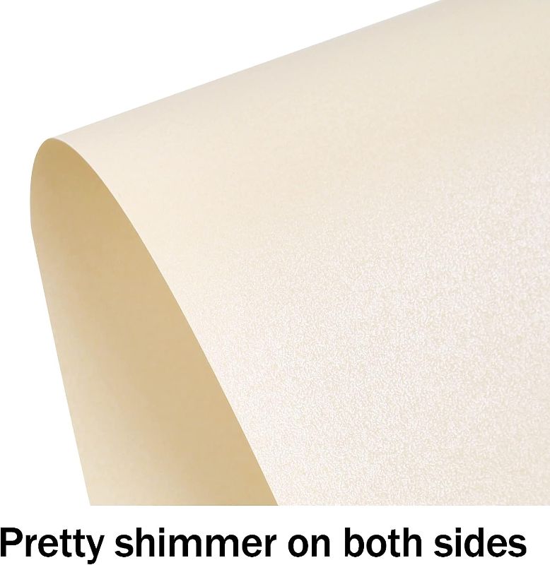 Photo 1 of 22 Sheets Cream Shimmer Cardstock 8.5 x 11 Ivory Paper, Goefun Off White Card Stock Printer Paper for Invitations, Certificates, Crafts, Card Making