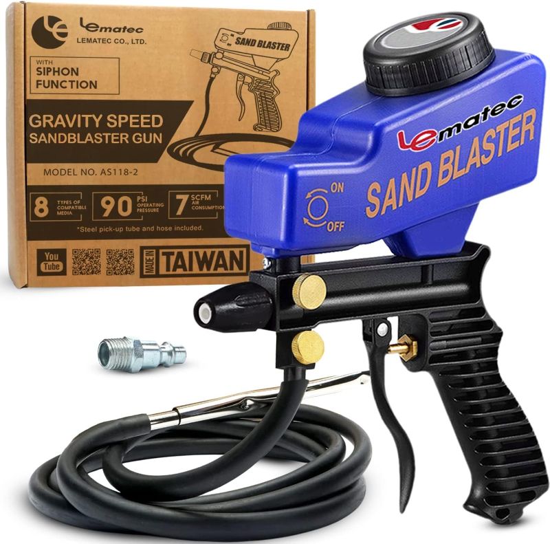 Photo 1 of LE Lematec Sand Blaster Gun Kit for Air Compressor with Continuous Blasting; Pneumatic Tool Rust Remover for Metal and Paint Stripper