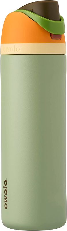 Photo 1 of Owala FreeSip Insulated Stainless Steel Water Bottle with Straw for Sports and Travel, BPA-Free, 24-oz, Orange/Green (Camo Cool)