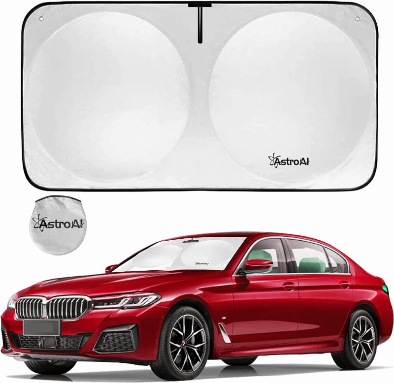 Photo 1 of AstroAI Windshield Sun Shade, Foldable Car Sun Shade for Windshield Blocks UV Rays Sun Visor Protector Sunshade-Protect and Cool Your Vehicle Interior (Small 59.1 x 27.58 inches)