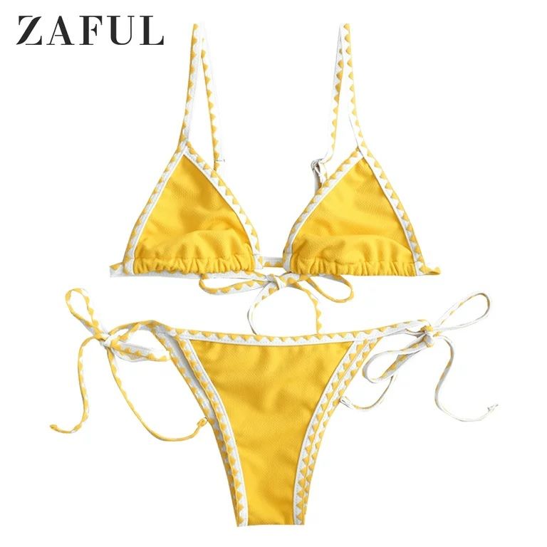 Photo 1 of ZAFUL for Women Swimsuit Textured Whip Stitch