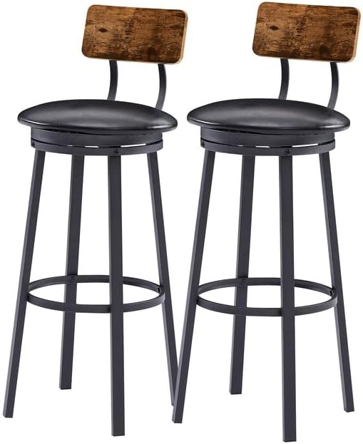 Photo 1 of IRCPEN Bar Stools with Back, Set of 2 Swivel Breakfast Stools,41-Inch High Kitchen Stools with Backrest, Footrest, Industrial Seat for Dining Room Kitchen Bar