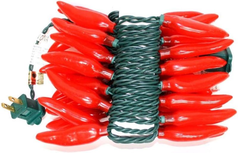 Photo 1 of Sival - 35 Light 13.5' Green Wire Red Chili Pepper String