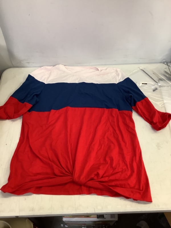 Photo 1 of Large Red White Blue Color Block Shirt 