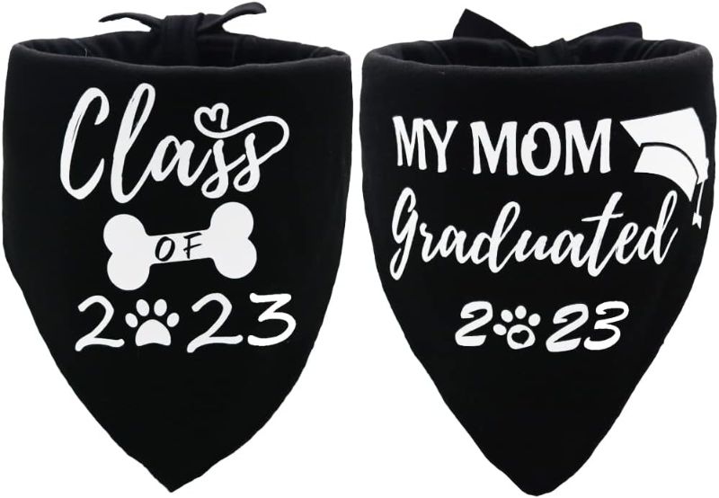 Photo 1 of 2 Pack Graduation Dog Bandana Class of 2023 My Mom Graduated 2023 for Small Medium Large Pet Holiday Costume