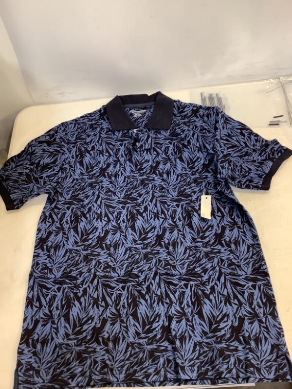 Photo 2 of Amazon Essentials Men's Regular-Fit Cotton Pique Polo Shirt (Available in Big & Tall) Small Indigo Palm Leaf Print