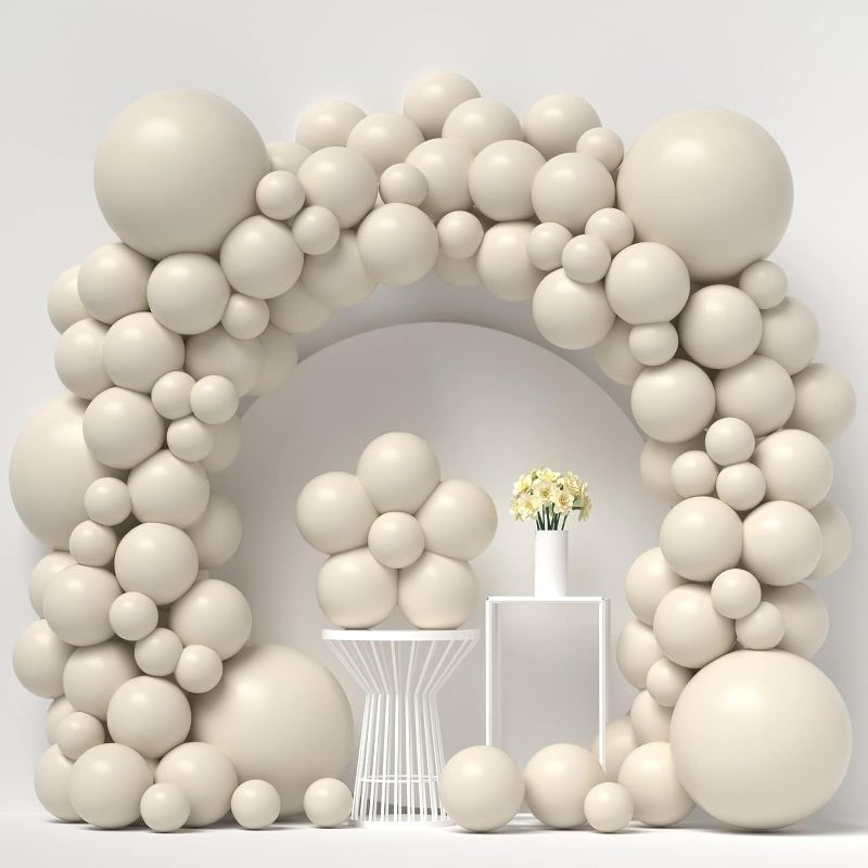 Photo 1 of  White Sand Balloons 80+ PCS 18inch 12inch 5inch Latex Cream White Party Balloons