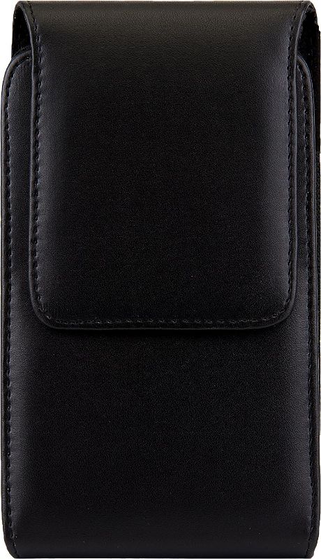 Photo 1 of 6.5-inch Smooth Black Vertical Cell Phone Holster Hip Pouch Carrying Case with Belt Clip for 6.1" to 6.5-inch Phones