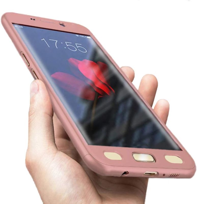 Photo 1 of Compatible for Galaxy S7 Edge Case, 360 Full Body Hard PC Case with[Tempered Glass Screen Protector] 3 in 1 Ultra-Thin Case (5.5inch) (Rose Gold)