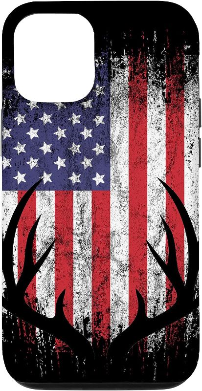 Photo 1 of iPhone 12 Pro Deer Hunting American Flag Whitetail Buck Antlers Case