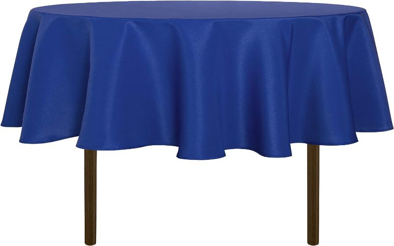 Photo 1 of sancua Round Tablecloth - 60 Inch - Water Resistant Spill Proof Washable Polyester Table Cloth Decorative Fabric Table Cover for Dining Table, Buffet Parties and Camping, Blue