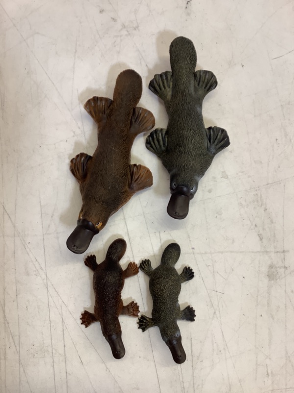 Photo 1 of 4pcs/set Brown Platypus Duckbill PVC Toy Animal Figure Doll Kids Gift