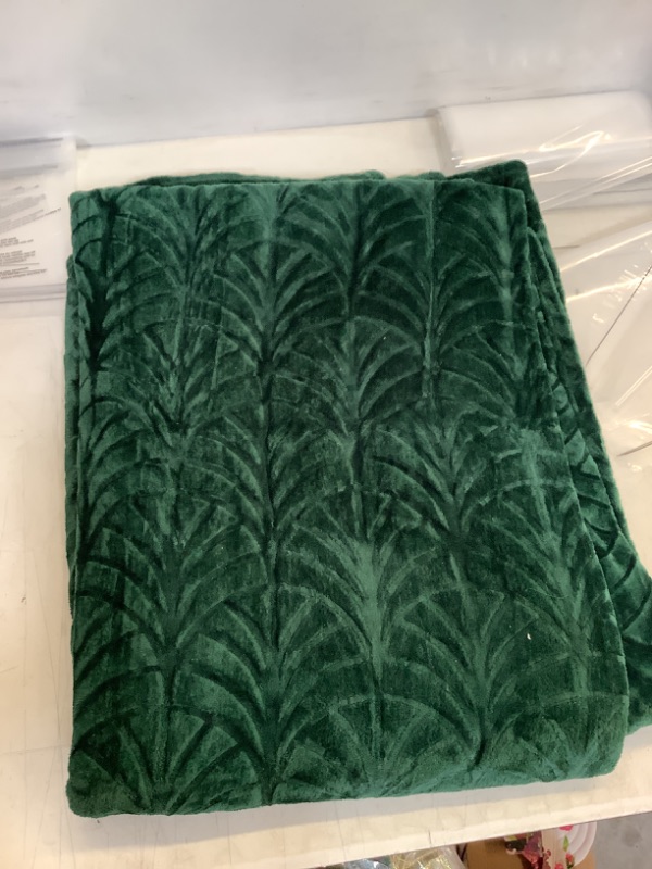 Photo 2 of Whale Flotilla Fleece Throw Blanket for Couch, Soft Fluffy Sofa Bed Blanket with Vintage Pattern for All Season, Warm and Lightweight, 50x60 Inch, Deep Green