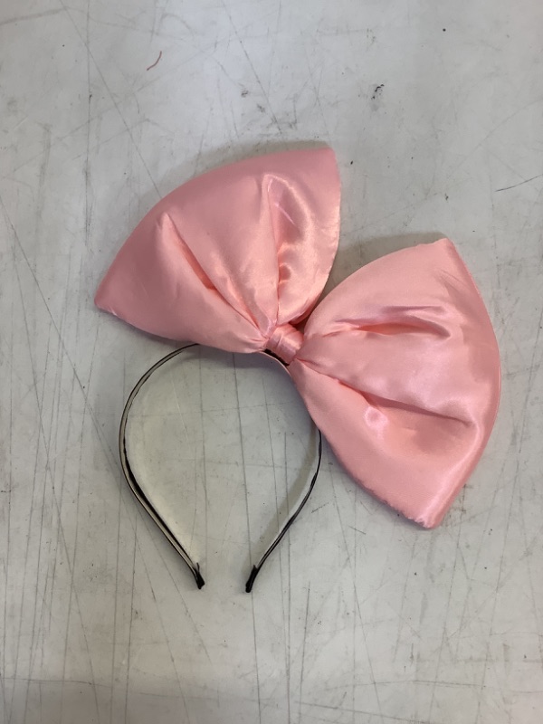 Photo 1 of New Solid Color Oversized Bow Headband, Bride's Dramatic Bow Headband, Festival Hair Clip, Performance Headwear In Light Pink