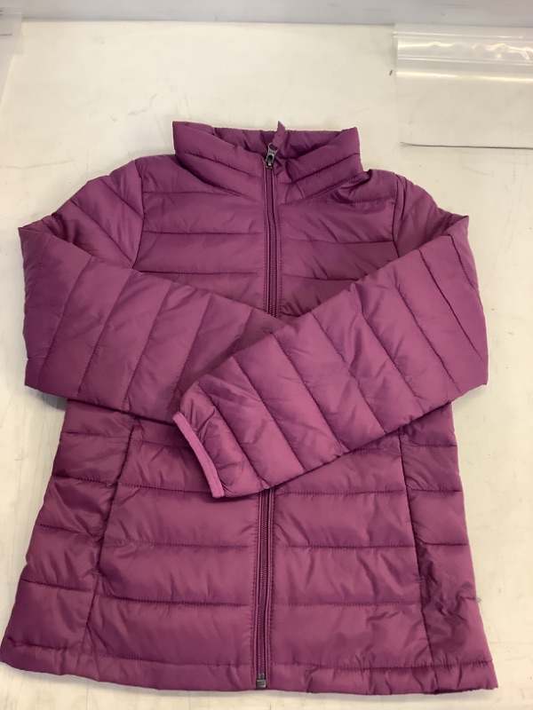 Photo 2 of Amazon Essentials Girls and Toddlers' Lightweight Water-Resistant Packable Mock Puffer Jacket Medium Dusty Purple
