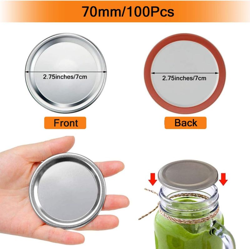 Photo 1 of 24 Pcs Regular Mouth Canning Lids, 70MM Mason Jar Canning Lids, Reusable Leak Proof Proof Storage Split-Type Lids 