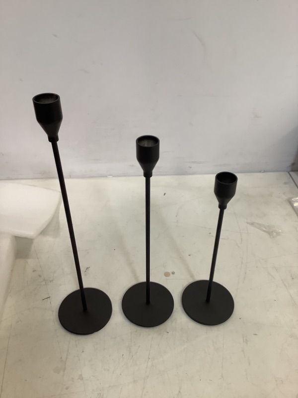 Photo 2 of WillGail Set of 3 Matte Black Candle Holders for Taper Candles, Modern Decorative Candlestick Holder for Table, Centerpiece for Wedding, Dinning, Party, Fits Thick & Led Candles