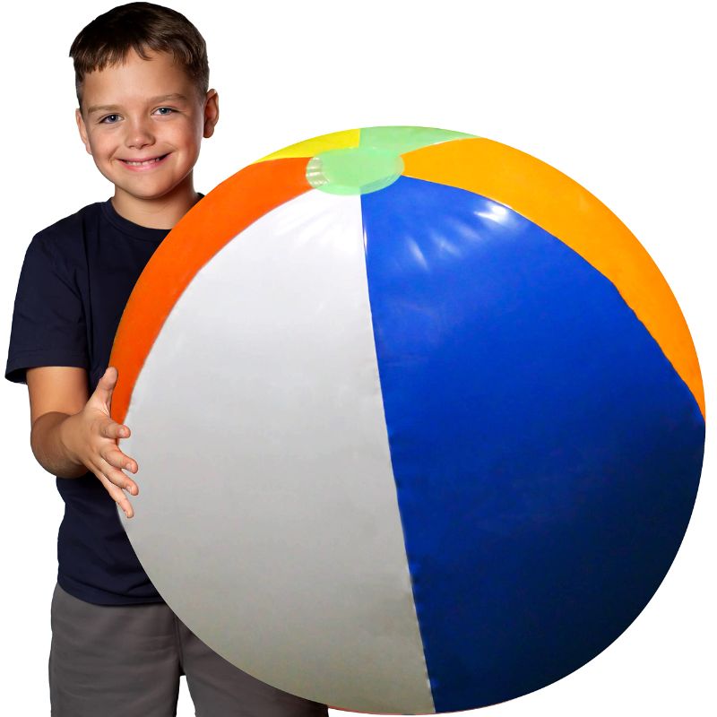 Photo 1 of Large Beach Ball for Kids or Adults - Easy to Inflate and Durable Material to Last for Years of Fun - Comes in 3 Colors - Great Gift Idea for Boys & Girls All Ages - Also Best Pool Party Decoration Toy Rainbow
