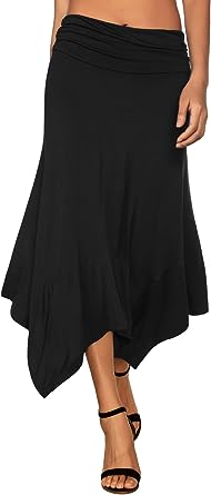 Photo 1 of DJT Women's Flowy Handkerchief Hemline Midi Skirt Small